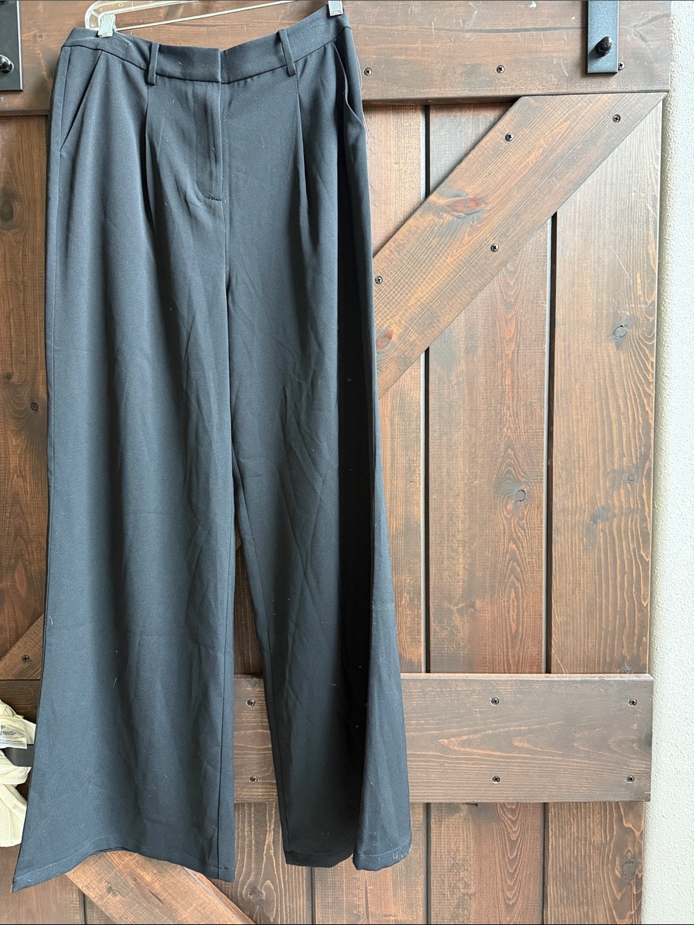 Leith Black Wide-Leg Dress Pants